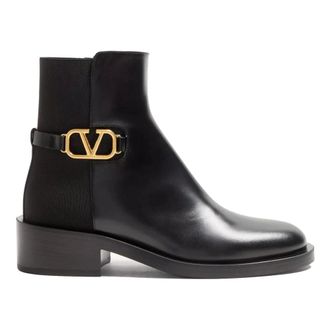Valentino Ankle Boots, female, Black, Size: 10 1/2 US Vlogo Signature Calfskin Ankle Boot 30mm