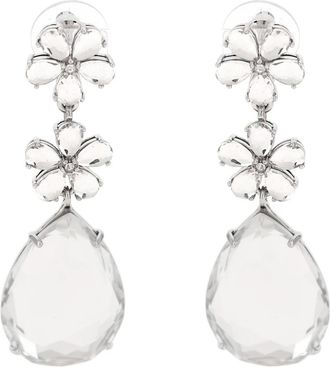 Self Portrait Crystal Flower Tiered Earrings - Dames - Oorbellen - Grijs - ONE Size - Accessoires
