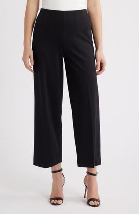 Anne Klein High Waist Pull-On Wide Leg Pants in Anne Black at Nordstrom, Size Medium