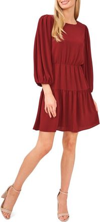 CeCe by Cynthia Steffe Ruffle Puff Sleeve Dress in Claret Red at Nordstrom, Size Large