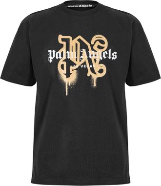 Palm Angels Unisex Las Vegas Spray T-shirt voor volwassenen (Zwart/Goud)