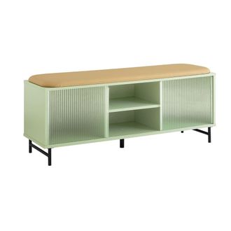 SoBuy Banco zapatero con puertas correderas de vidrio madera verde