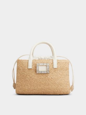 Roger Vivier Viv Skate Small Shopping Bag in raffia