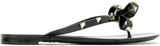 Valentino Garavani Summer Rockstud teenslippers - Dames - Slippers - Zwart - 36 EU - Leer - Schoenen