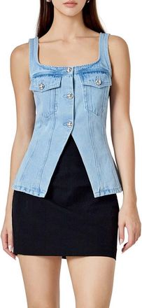 endless rose Fitted Denim Cutaway Vest in Light Denim at Nordstrom, Size Medium