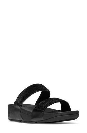 FitFlop Lulu Sequin Slide Sandal in All Black at Nordstrom Rack, Size 10