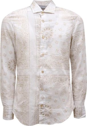 Eleventy Katoenen Linnen Overhemd - Heren - Casual Overhemden - Beige - S - Katoen - Overhemden
