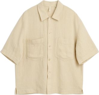 Sunflower Short Sleeve Shirt - Heren - Korte mouwen Overhemden - Beige - M - Katoen - Overhemden