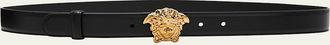 Versace La Medusa 20mm Leather Belt, Black