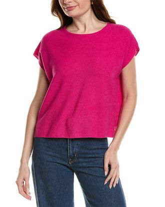 Eileen Fisher Crewneck Linen-Blend Boxy Sweater