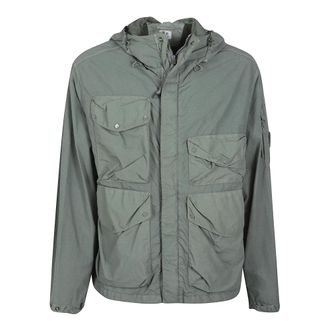 C.P. Company Light Jackets, male, Gray, Size: XL Flatt Nylon Goggle Jacket