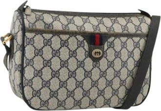 Gucci Pre-owned Cross Body Bags, female, Blue, Size: ONE SIZE Pre-owned Vintage GG Canvas Shoulder Bag