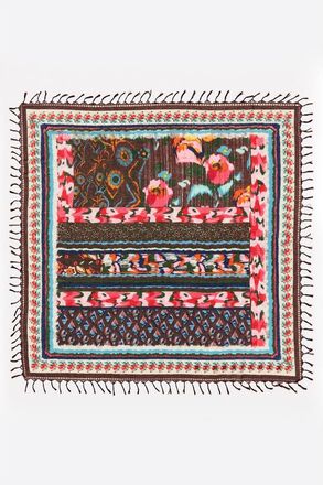 Bimba & Lola Ikat Flower Patchwork Shawl in Burgundy at Nordstrom