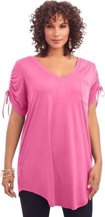 Roaman's Ruched Sleeve Ultra Femme Tunic in Vintage Rose at Nordstrom, Size 28