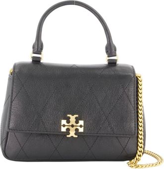 Tory Burch Tassen, Dames, Zwart, ONE Size, Mini Charlie Quilted Top-Handle Crossbody