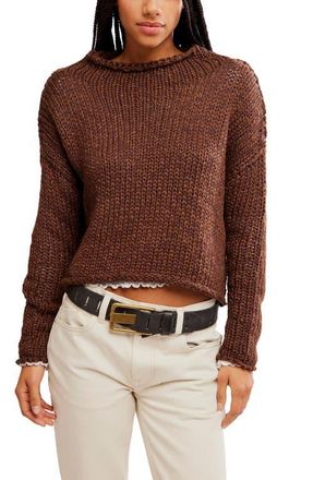 Free People Opal Roll Neck Crop Sweater in Chicory Coffee at Nordstrom, Size X-Large