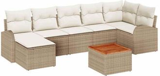 vidaXL Conjunto De Sof&aacute; De Jard&iacute;n 8 Pcs Beige Polirat&aacute;n Vidaxl