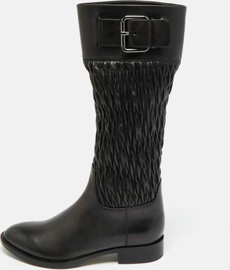 HUGO BOSS Size 38 Black Leather Knee Length Boots