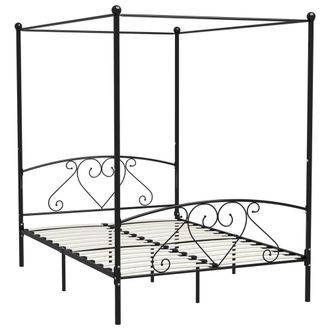 Berkfield Home Canopy Bed Frame Black Metal 160x200 cm