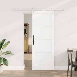 vidaXL Puerta Corredera Vidaxl Con Set De Hardware Blanco 73.5x198.5 Cm Madera Maciza De Pino