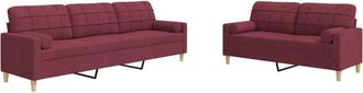 vidaXL Juego De Sof&aacute;s Con Cojines 2 Piezas Tela Rojo Tinto Vidaxl