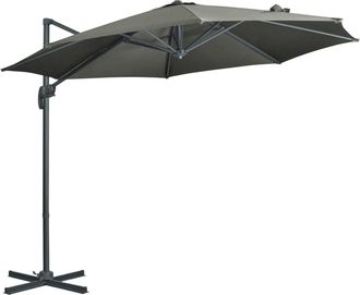 OUTSUNNY 3 x 3(m) Cantilever Parasol Garden Umbrella with Cross Base Grey | TJ Hughes