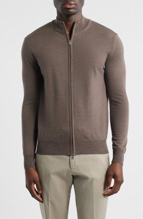 Aur&eacute;lien Cashwool Full Zip Sweater in Ash Grey at Nordstrom, Size Xx-Large