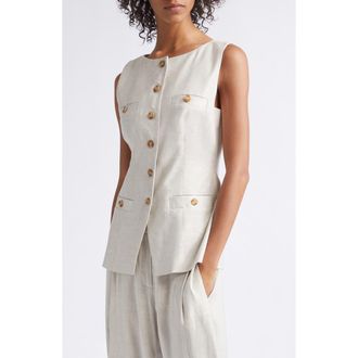 Toccin Amra Bateau Neck Linen Blend Vest in Desert at Nordstrom, Size 00