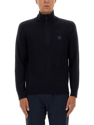HUGO BOSS Zippered Sweater With Logo Patch