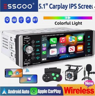 OEM 1 Radio Para Coche, Pantalla T&aacute;ctil De 5,1 Pulgadas, Carplay Inal&aacute;mbrico, Android Auto, Bluetooth, Usb, Fm, Aux