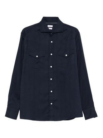 Brunello Cucinelli breast-pocket shirt - men - Cotton - S - Blue