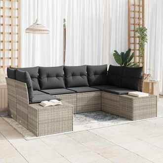 vidaXL Vidaxl - Conjunto De Sof&aacute; De Jard&iacute;n Con Coj&iacute;n 6 Pcs Gris Claro Polirat&aacute;n