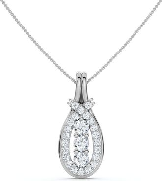Pompeii3 1/2ct Love Knot Diamond Three Stone White Gold Pendant