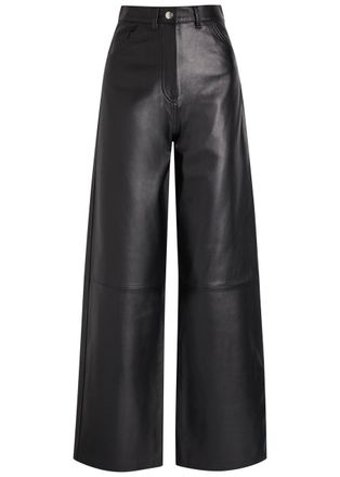 Skiim Marcella Wide-leg Leather Trousers - Black - 38 (UK10 / S)
