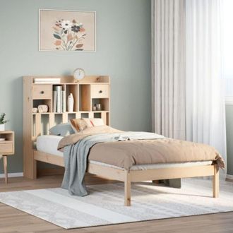 vidaXL Cama Con Estanter&iacute;a Sin Colch&oacute;n Madera Maciza De Pino 90x200 Cm Vidaxl