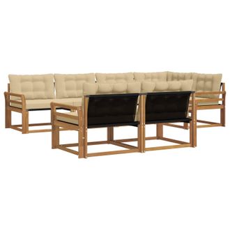 vidaXL Conjunto De Sof&aacute;s De Exterior Con Coj&iacute;n 7 Pcs Natural Y Beige Vidaxl