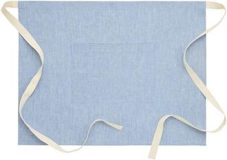 Solino Home Linen Apron 21 x 27 Inch for Dining Table, Holiday and Everyday Table Decor - Classic Linen Bistro Apron in Chambray Blue /Ivory at