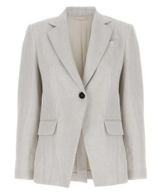 Brunello Cucinelli Single Breasted Cotton And Linen Blazer Size 38