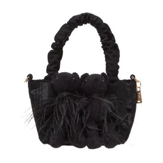 La Milanesa La MILANESA, Handbags, female, Black, Size: ONE SIZE Black fabric and velvet handbag
