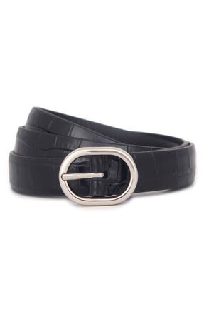 Vince Croc Embossed Leather Belt in Black at Nordstrom, Size Medium