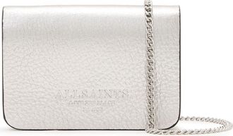AllSaints The Honore Leather Cardholder in Silver at Nordstrom
