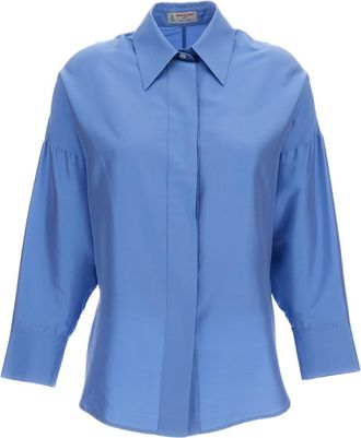Alberto Biani Oversized Light Blue Silk Shirt