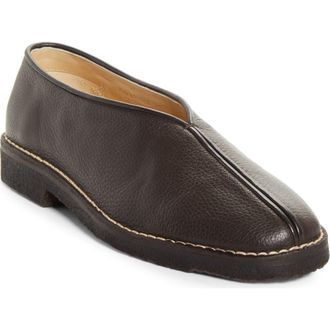 Christophe Lemaire Piped Crepe Slipper Loafer in Dark Brown at Nordstrom, Size 12Us