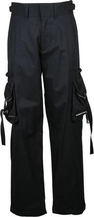 Off-white Relaxed Fit Black Cargo Pants With High Waist And Multiple Pockets