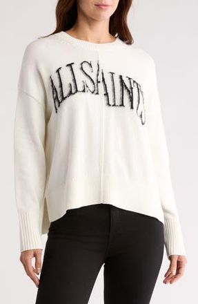AllSaints Split Saints Crewneck Pullover in White/Black at Nordstrom Rack, Size X-Small