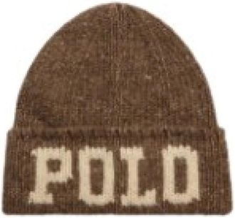 Polo Ralph Lauren Signature Pony Wool-Blend Beanie - Heren - Hoeden - Bruin - ONE Size - Wol - Accessoires