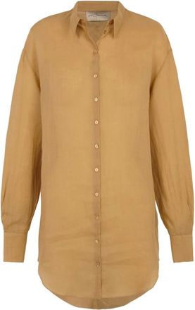 Cortana Oversized Ramie Blouse - Dames - Overhemden - Bruin - 2XS - Overhemden