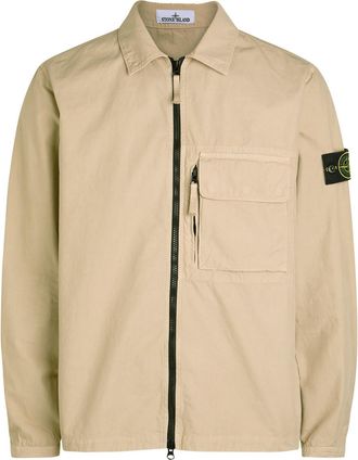 Stone Island Logo Cotton Overshirt - Sand - XL
