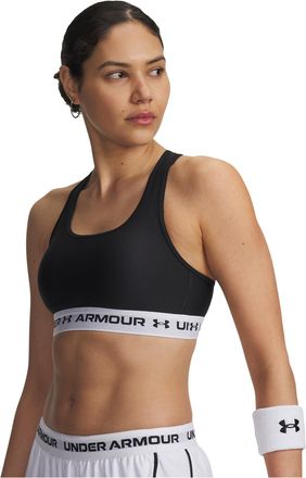 Under Armour Womens Crossback Mid Impact Sports Bra, (007) Black/White/Black, M