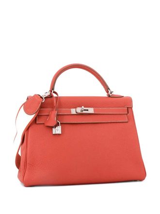 Herm&egrave;s Kelly Amazone Handbag Orange Clemence with Palladium Hardware 32 satchel - Arancione